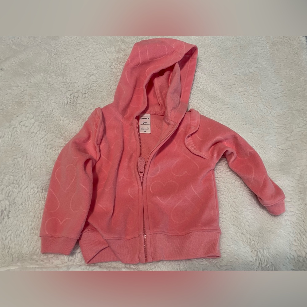 NWOT - Carter's Baby Girl 9M Heart Patterned Pink Jacket
